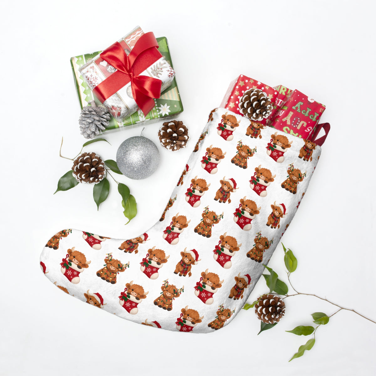 Christmas Stocking with Adorable Reindeer Pattern