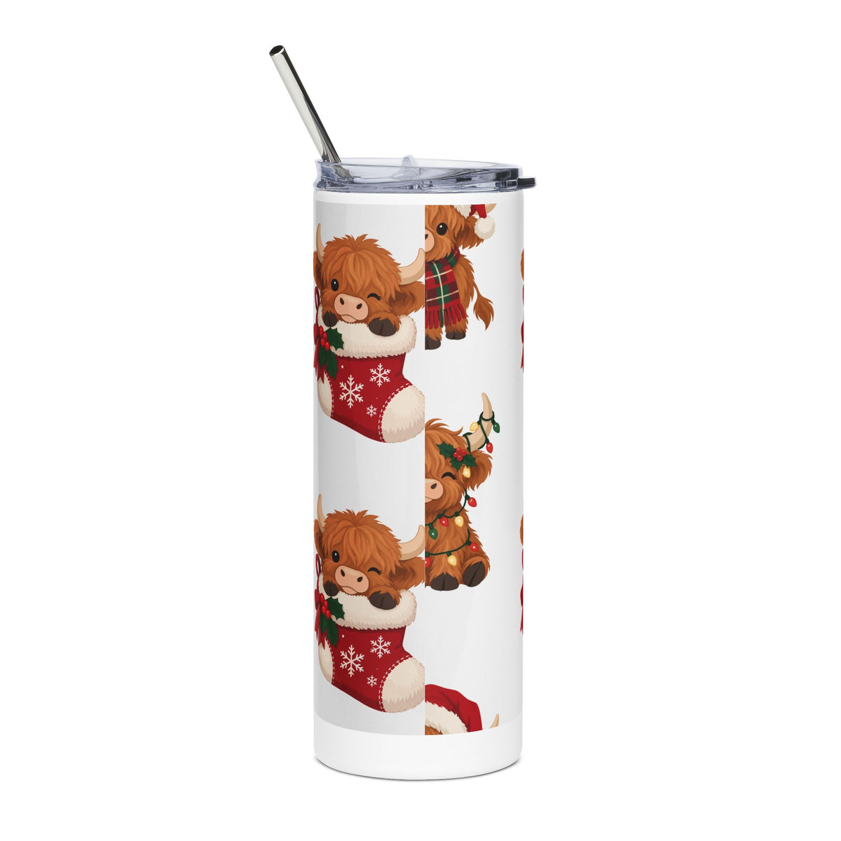 20oz Christmas Highland Cow Stainless Steel Tumbler