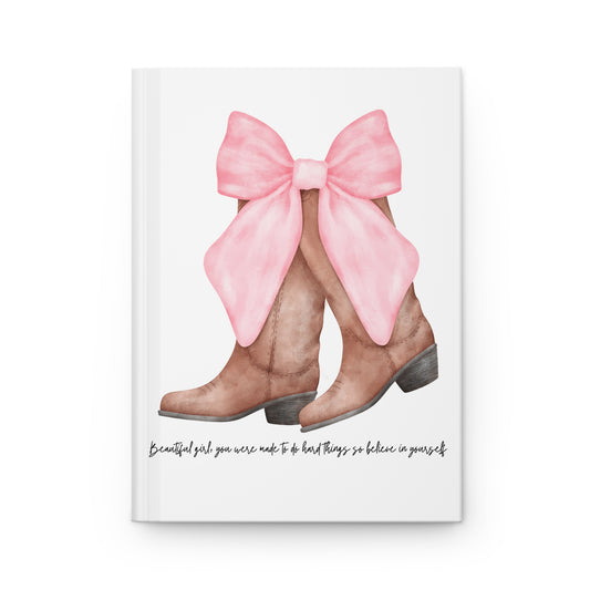 Pink Bow Cowboy Boots Hardcover Journal