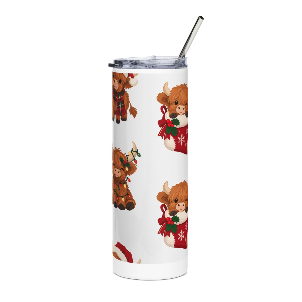 20oz Christmas Highland Cow Stainless Steel Tumbler