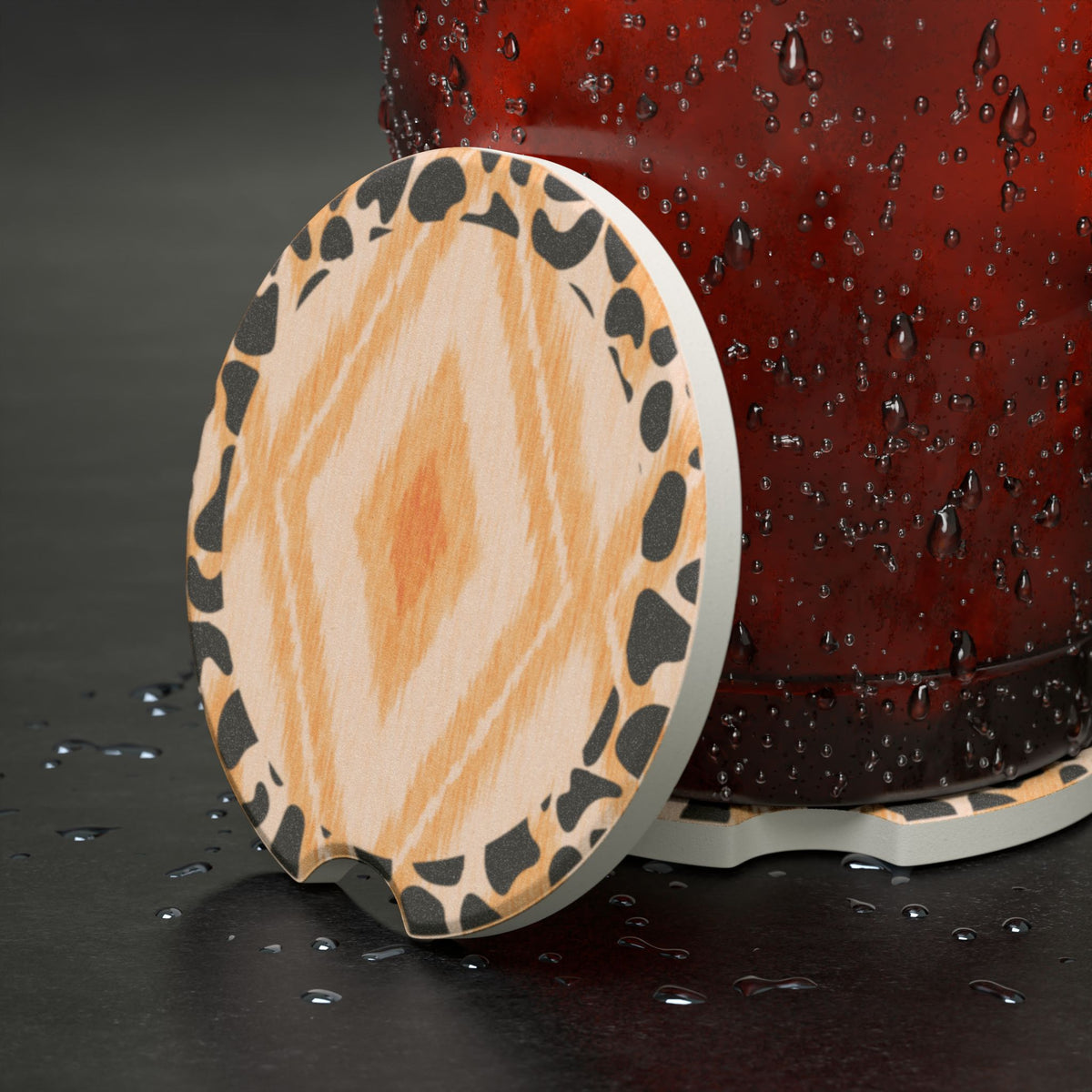 Boho Leopard Print Soapstone Car Coaster