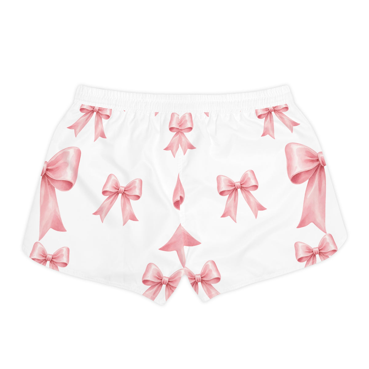 Pink Bow Print Women's Casual Shorts