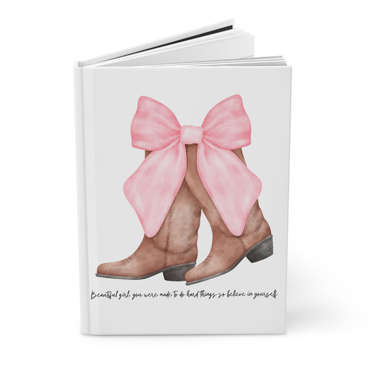 Pink Bow Cowboy Boots Hardcover Journal