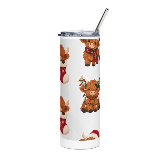 20oz Christmas Highland Cow Stainless Steel Tumbler